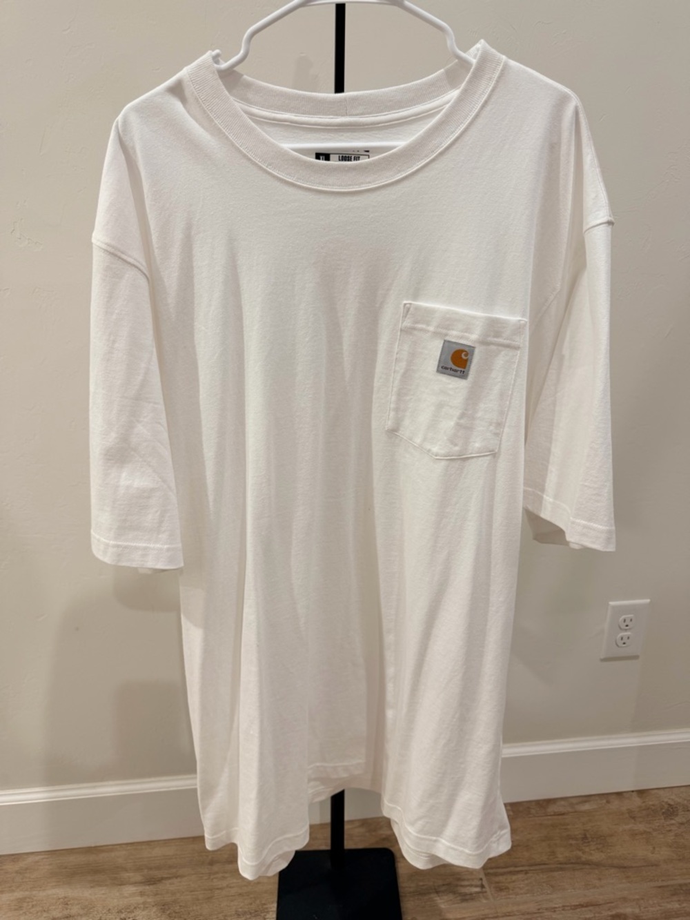 Carhartt White Short-Sleeve Pocket Tee with Logo Patch